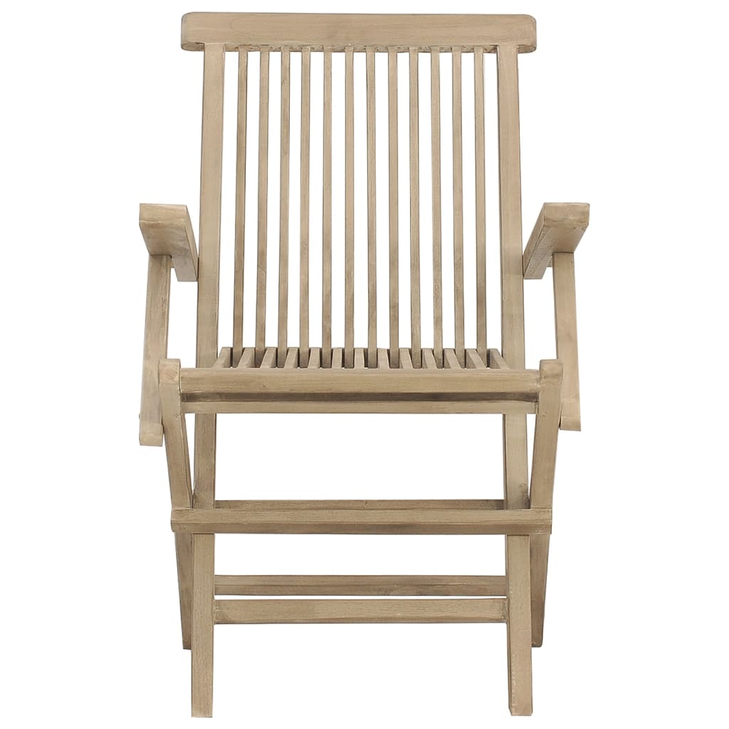 Folding Garden Chair | Set of 2 | Grey | Solid teak wood | Adjustable