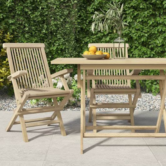 Folding Chairs 2 pcs Grey 56x61x89 cm Solid Wood Teak
