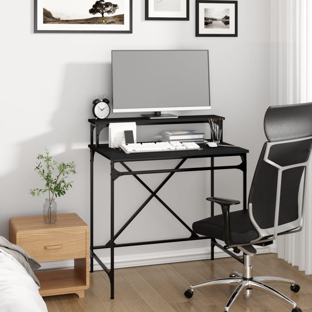 vidaXL Desk Black 80x50x90 cm Engineered Wood and Iron