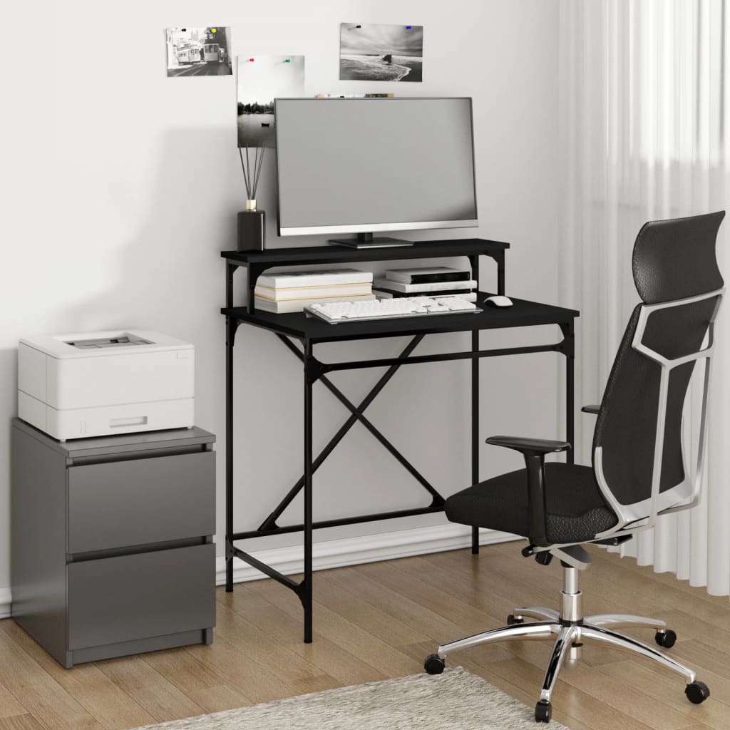 vidaXL Desk Black 80x50x90 cm Engineered Wood and Iron