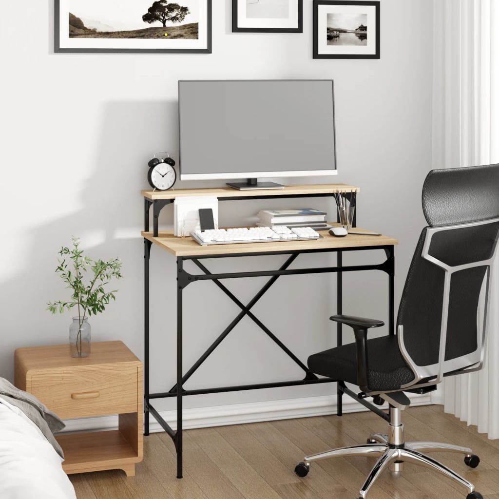 vidaXL Desk Sonoma Oak 80x50x90 cm Engineered Wood and Iron