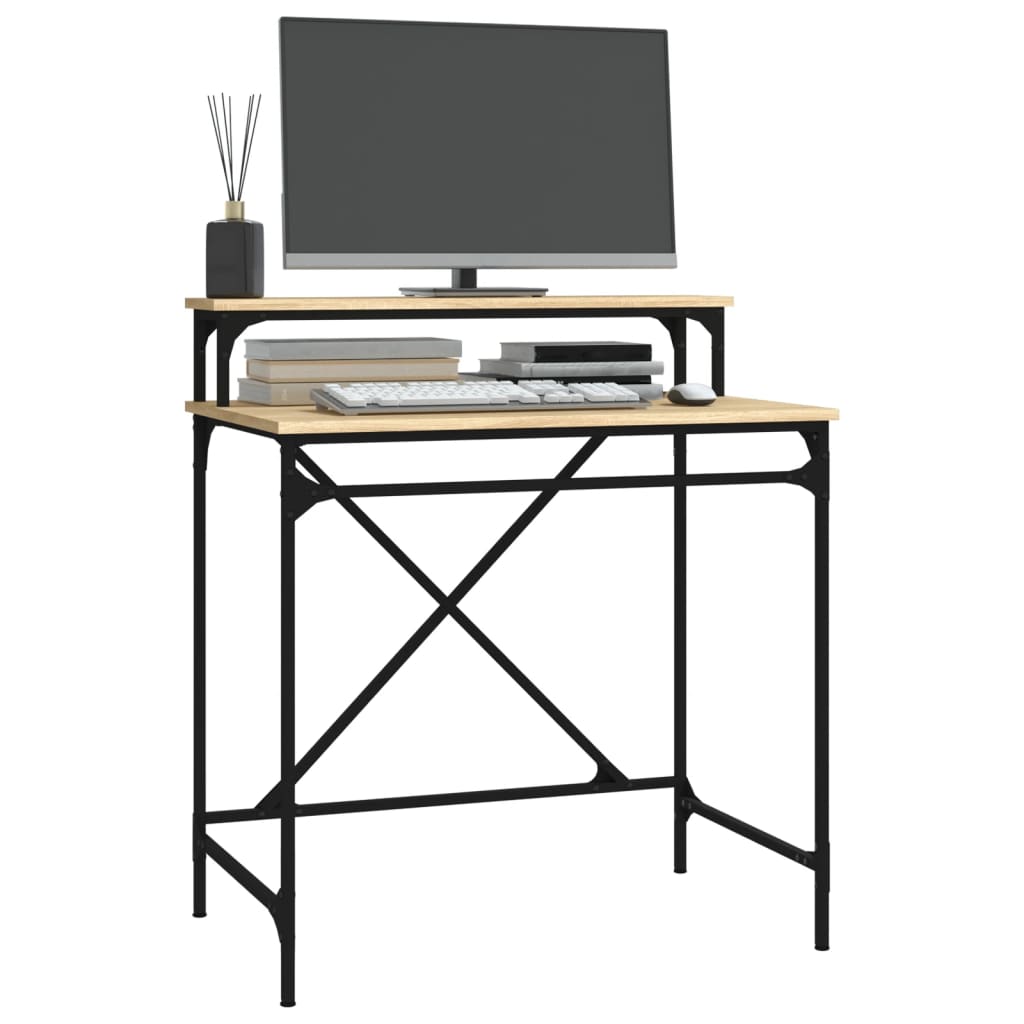 vidaXL Desk Sonoma Oak 80x50x90 cm Engineered Wood and Iron