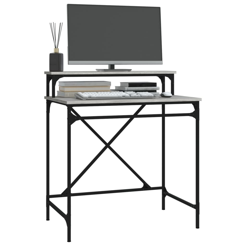 vidaXL Desk Grey Sonoma 80x50x90 cm Engineered Wood and Iron