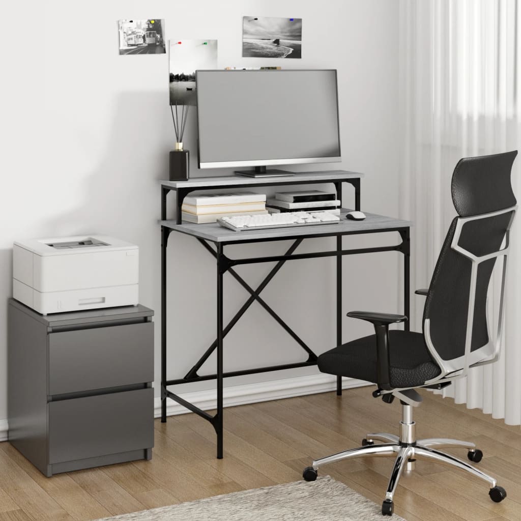 vidaXL Desk Grey Sonoma 80x50x90 cm Engineered Wood and Iron