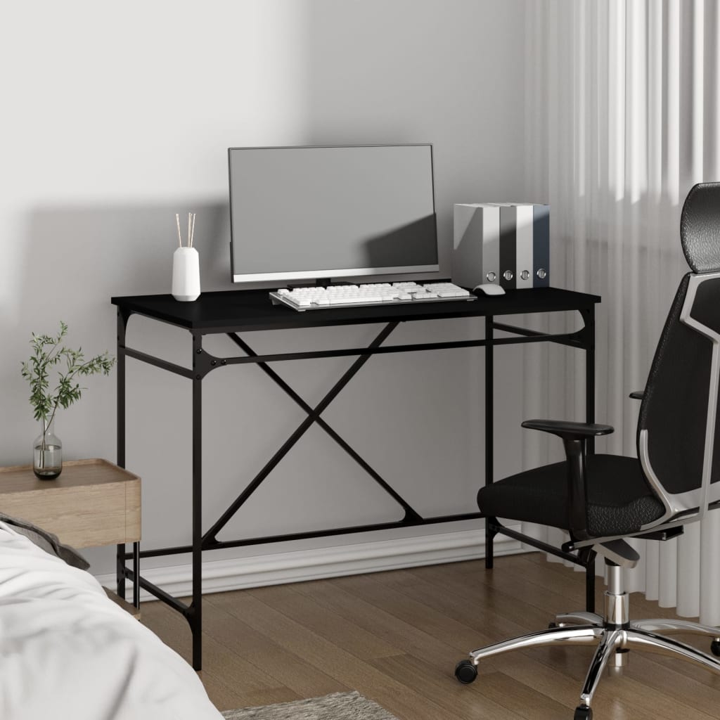 vidaXL Desk Black 100x50x75 cm Engineered Wood and Iron