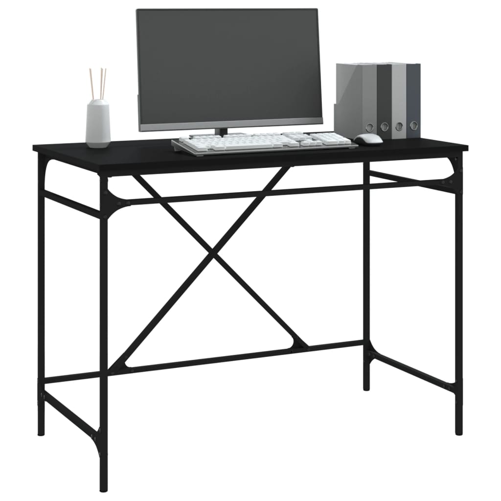 vidaXL Desk Black 100x50x75 cm Engineered Wood and Iron