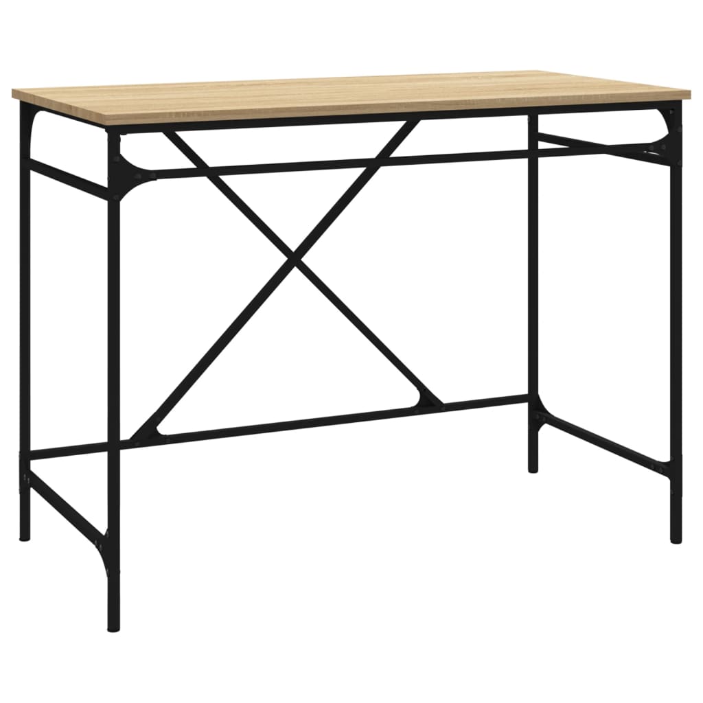 vidaXL Desk Sonoma Oak 100x50x75 cm Engineered Wood and Iron