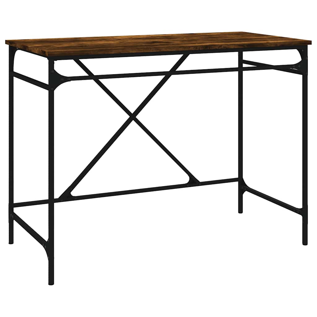 vidaXL Desk Smoked Oak 100x50x75 cm Engineered Wood and Iron