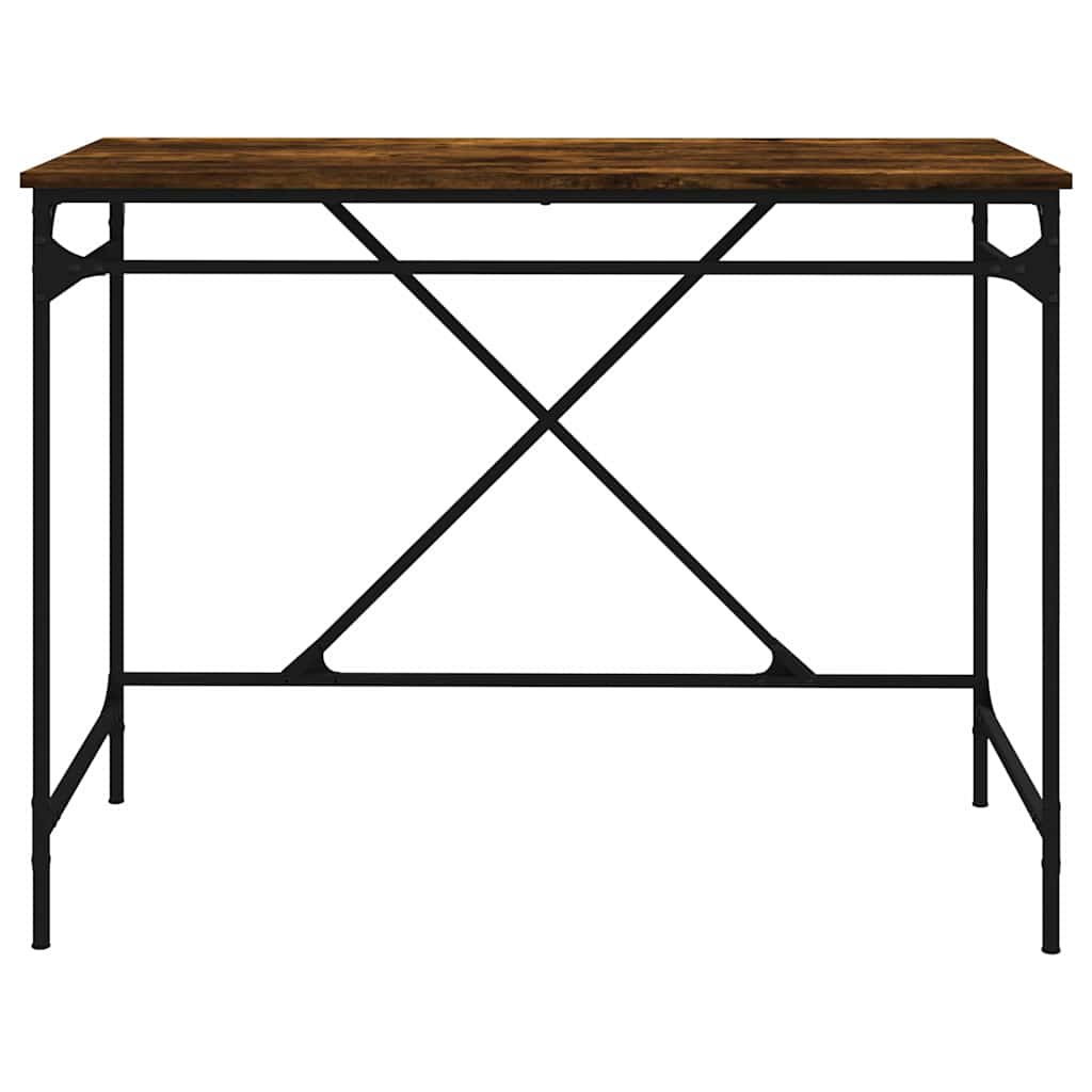 vidaXL Desk Smoked Oak 100x50x75 cm Engineered Wood and Iron