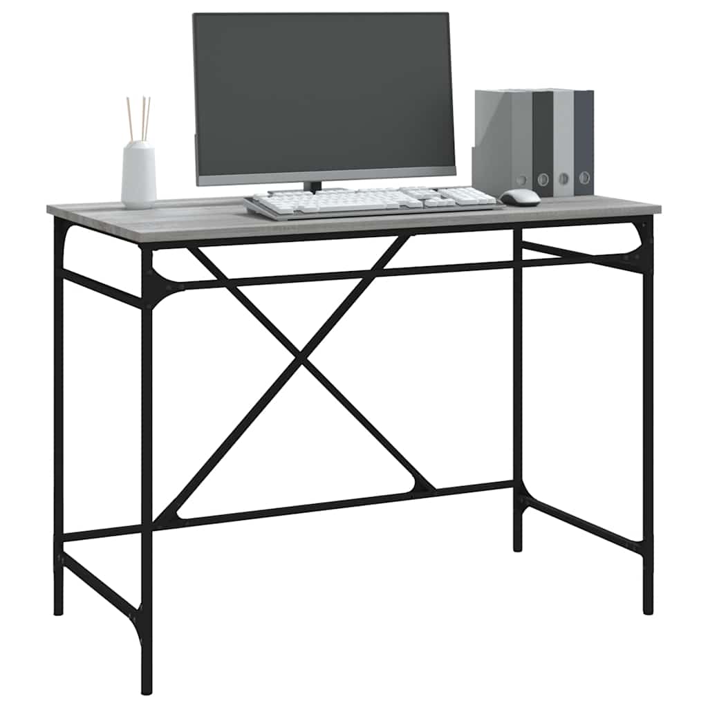 vidaXL Desk Grey Sonoma 100x50x75 cm Engineered Wood and Iron