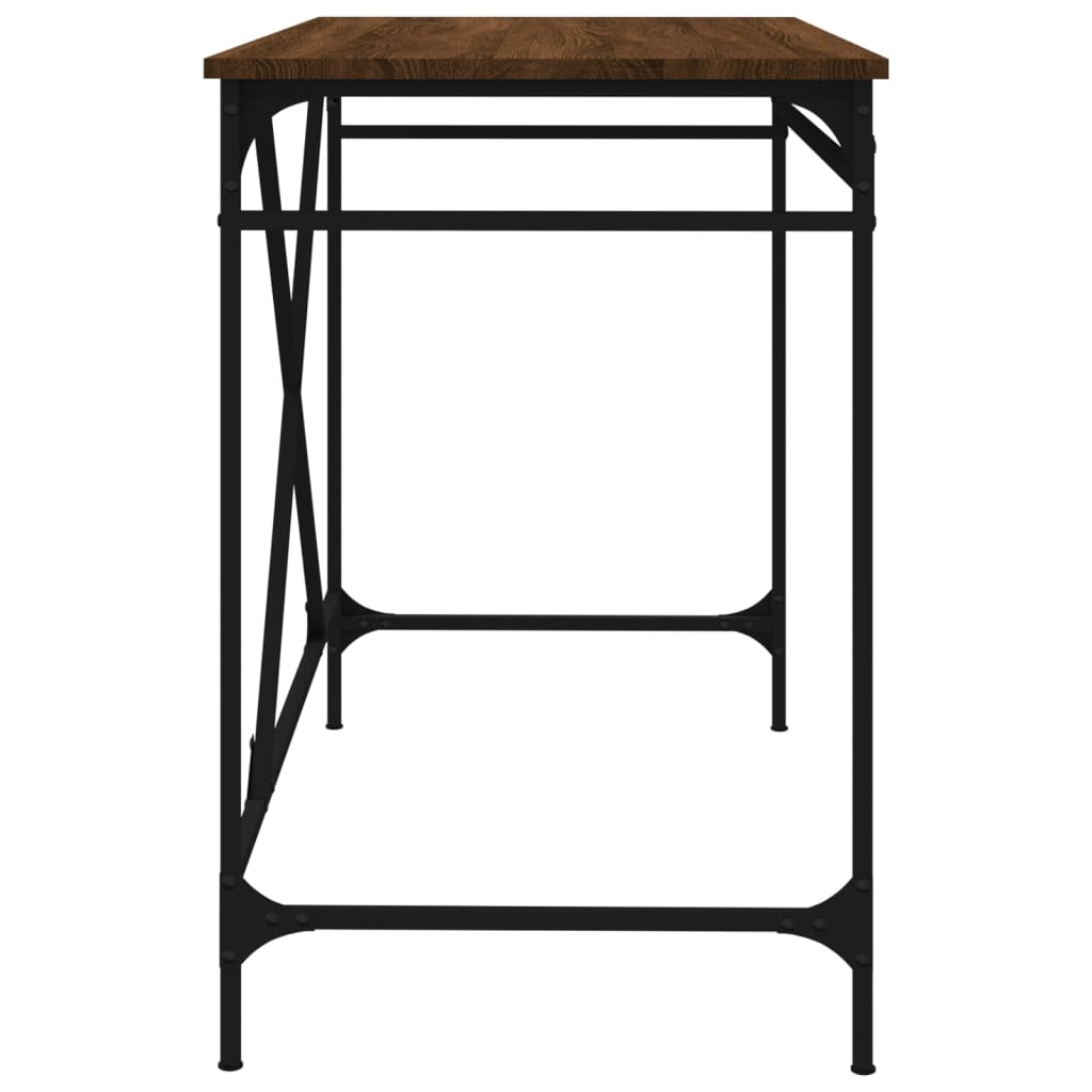 vidaXL Desk Brown Oak 100x50x75 cm Engineered Wood and Iron