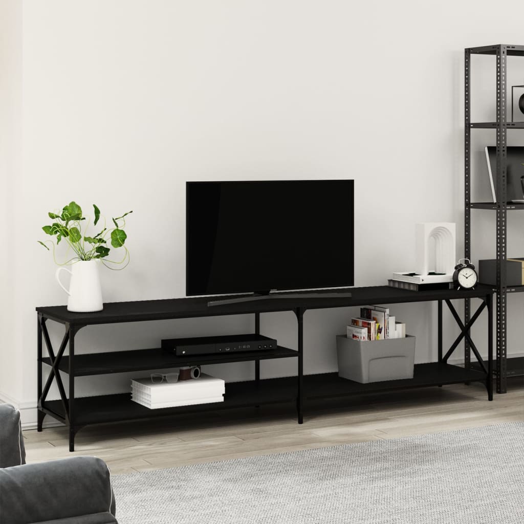 vidaXL TV Cabinet Black 200x40x50 cm Engineered Wood and Metal