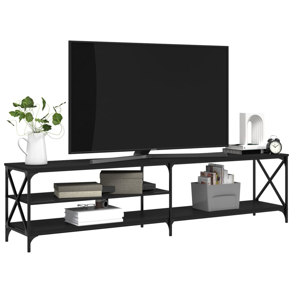 vidaXL TV Cabinet Black 200x40x50 cm Engineered Wood and Metal