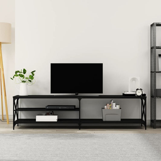 vidaXL TV Cabinet Black 200x40x50 cm Engineered Wood and Metal