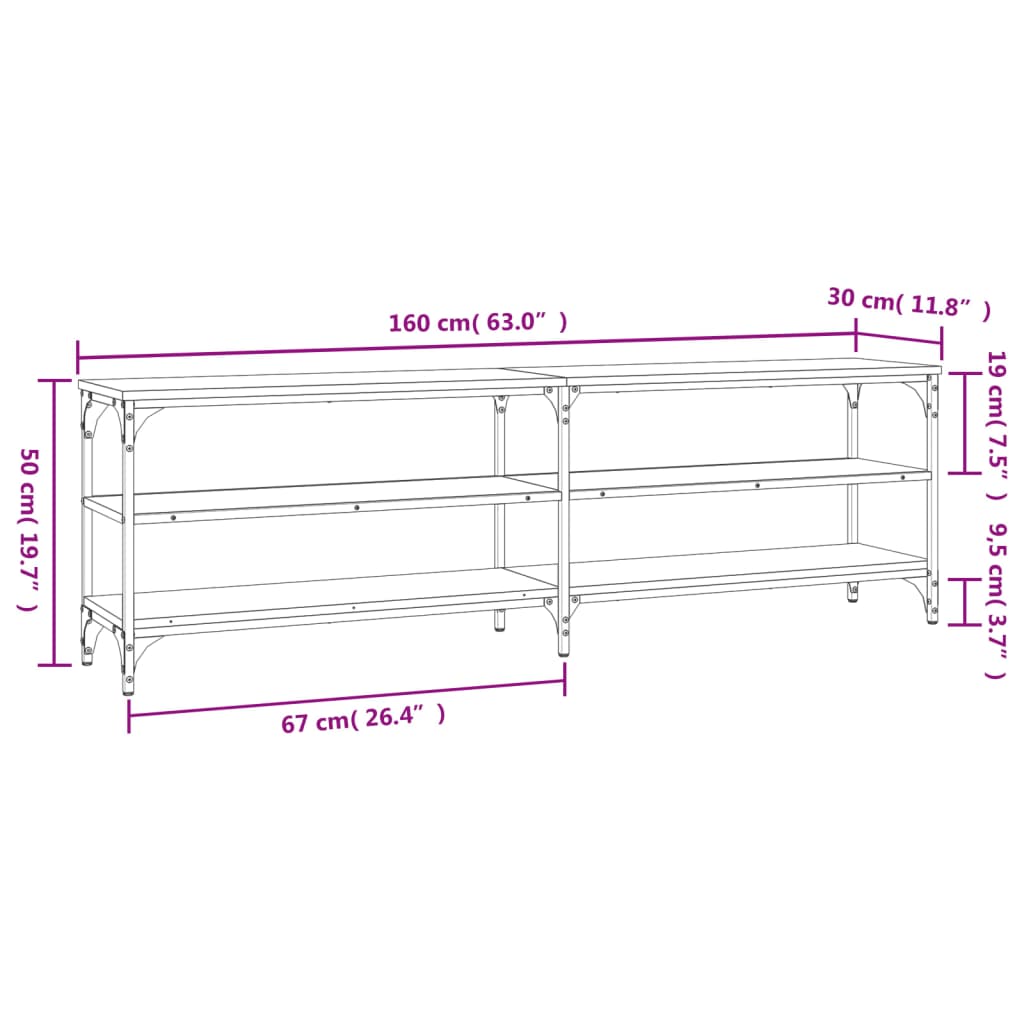 vidaXL TV Cabinet Brown Oak 160x30x50 cm Engineered Wood