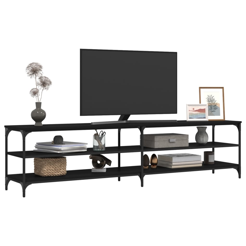 vidaXL TV Cabinet Black 200x30x50 cm Engineered Wood and Metal