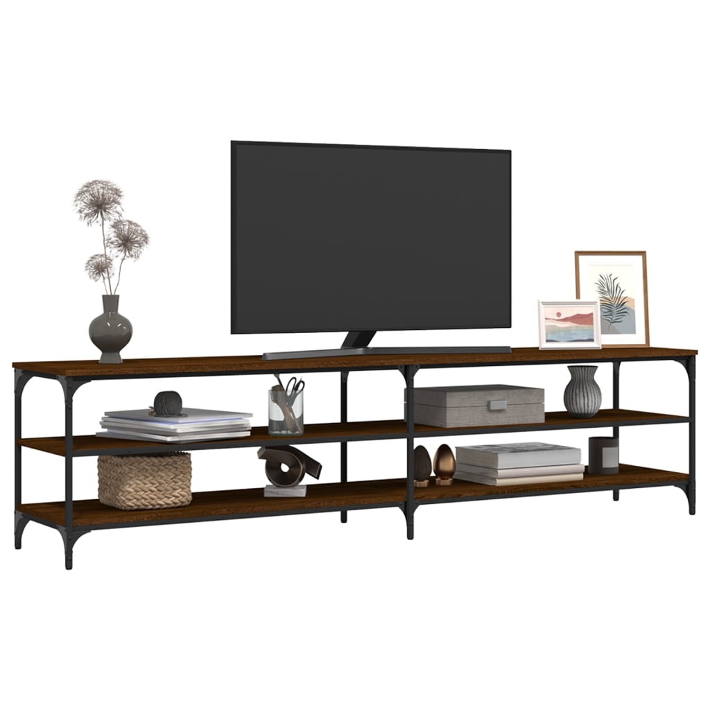 vidaXL TV Cabinet Brown Oak 200x30x50 cm Engineered Wood and Metal