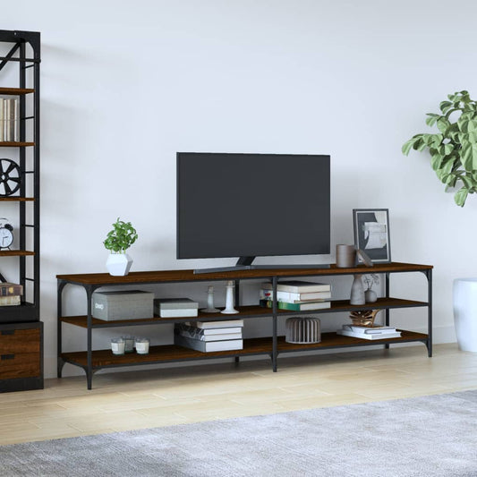 vidaXL TV Cabinet Brown Oak 200x30x50 cm Engineered Wood and Metal