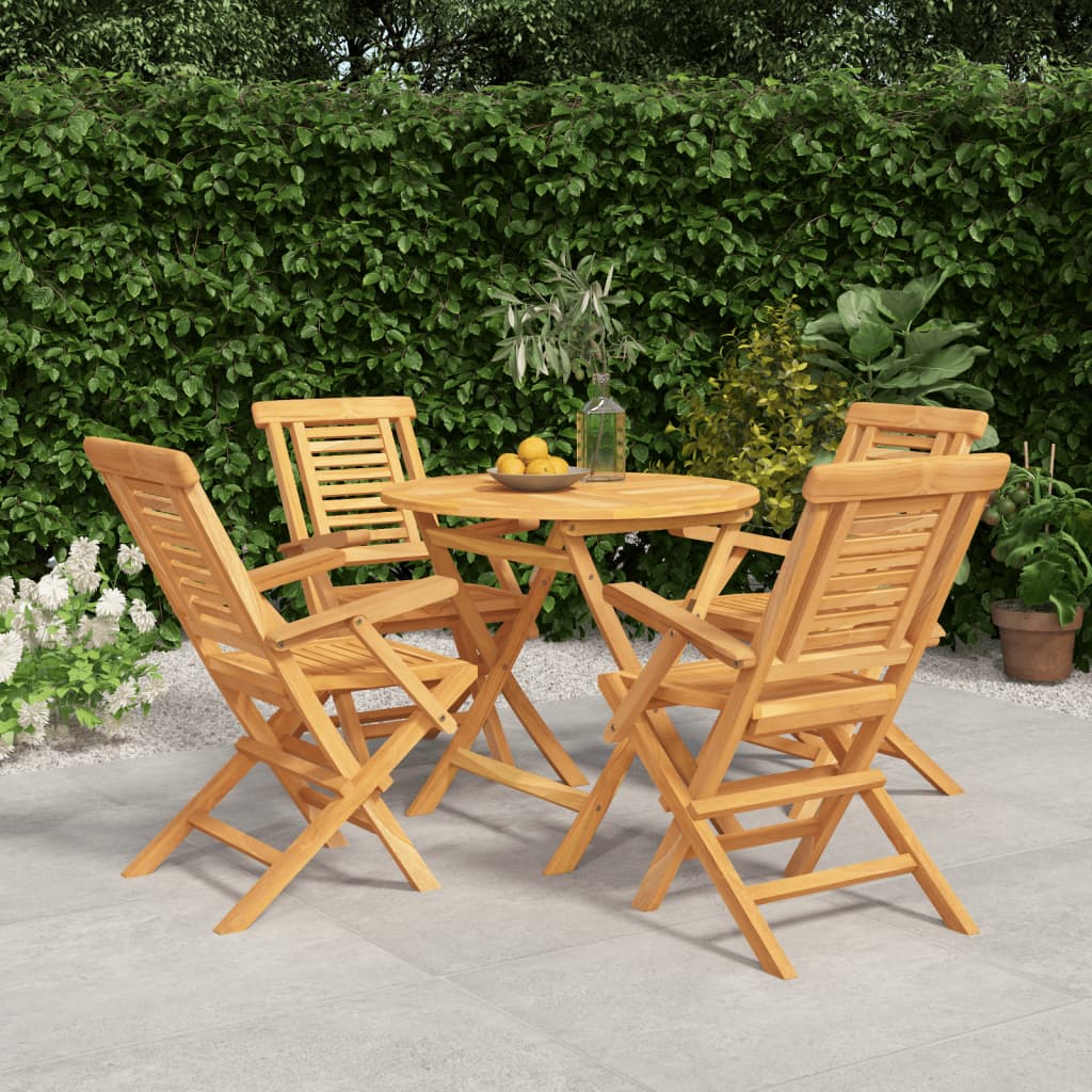 vidaXL 5 Piece Garden Dining Set Solid Wood Teak