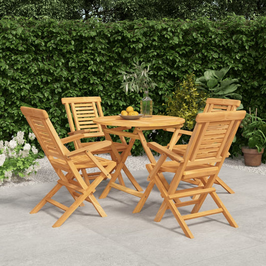 vidaXL 5 Piece Garden Dining Set Solid Wood Teak