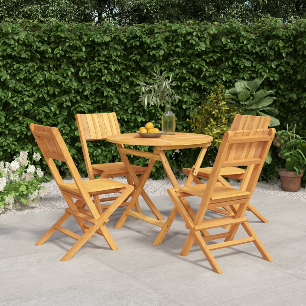 vidaXL 5 Piece Garden Dining Set Solid Wood Teak