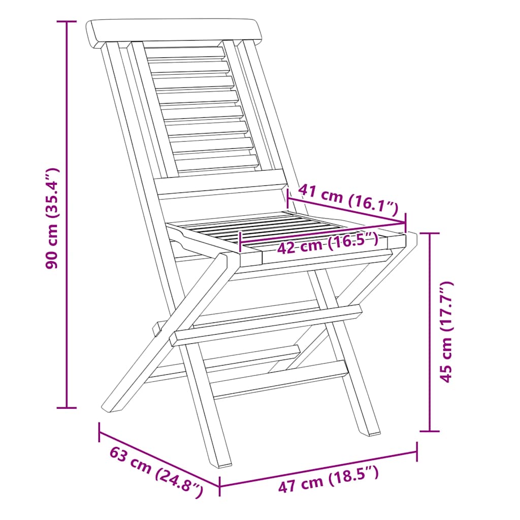 Folding Garden Chairs 6 pcs 47x63x90 cm Solid Wood Teak