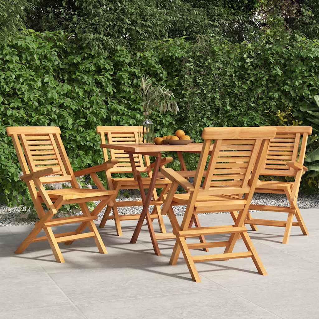 Folding Garden Chair | Set of 4 | Natural Teak | Solid Teak Wood