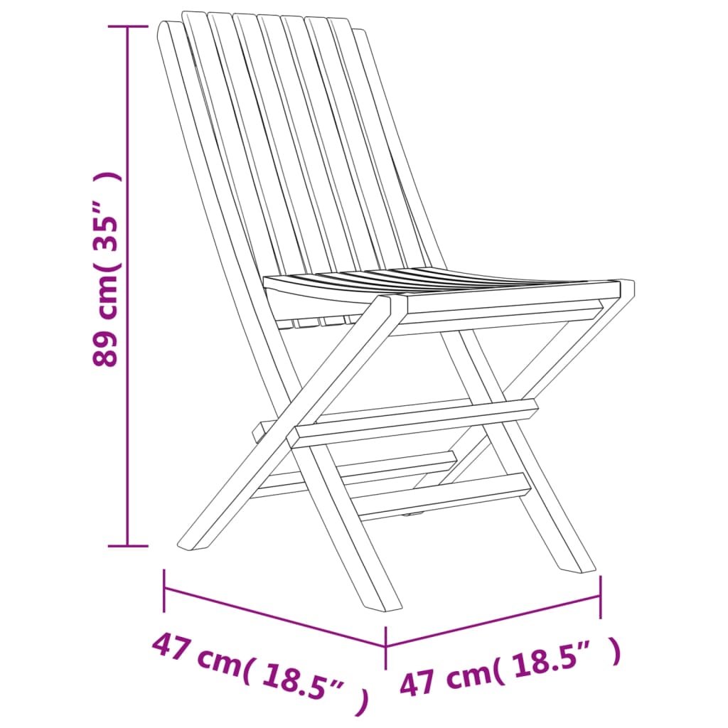 vidaXL Folding Garden Chairs 4 pcs 47x47x89 cm Solid Wood Teak