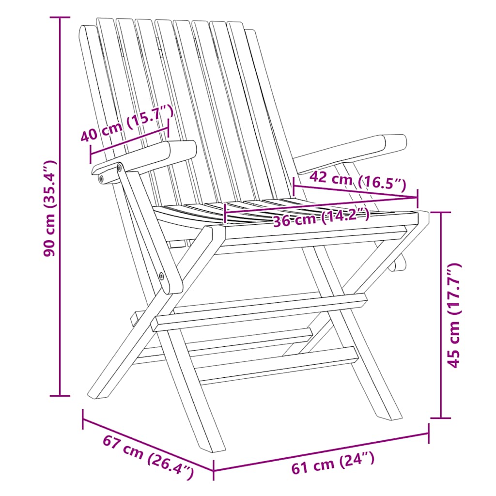 Folding Garden Chairs 4 pcs 61x67x90 cm Solid Wood Teak
