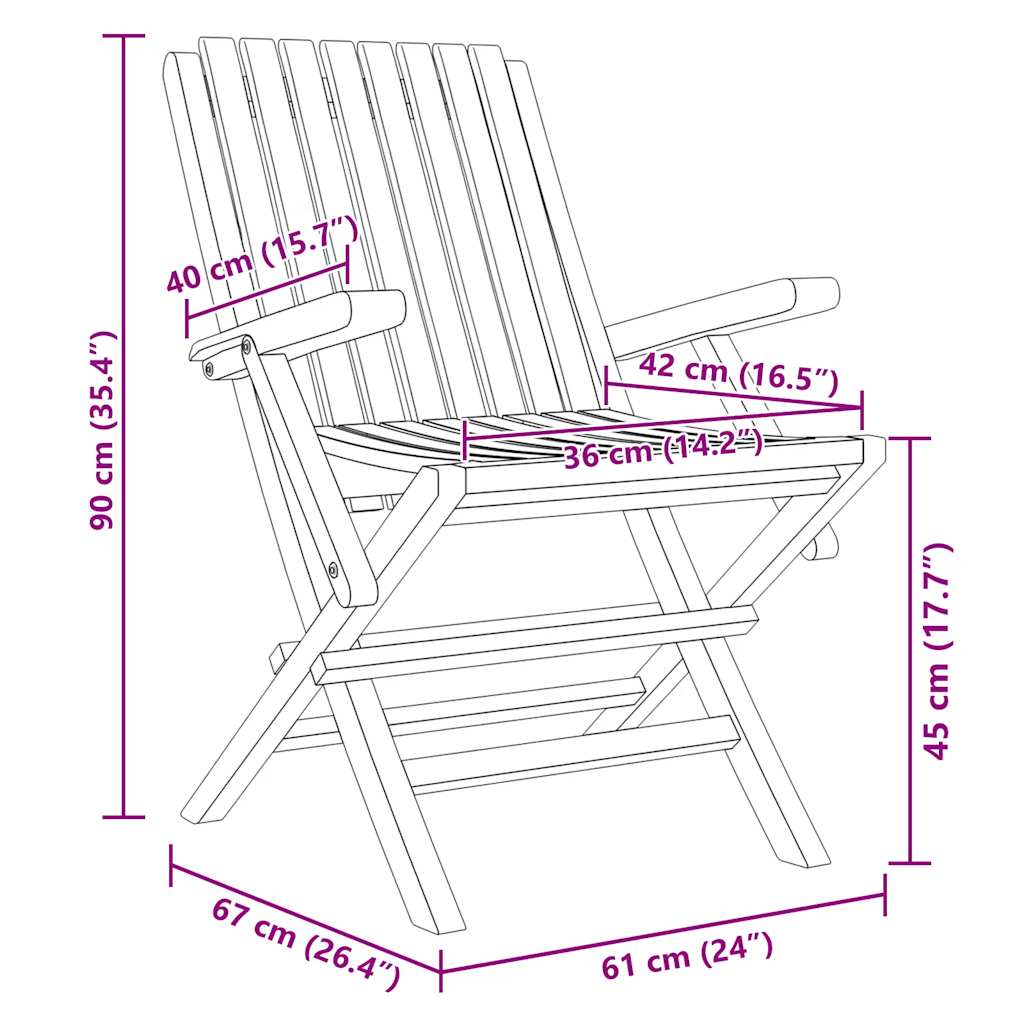 Folding Chairs 4 pcs 61x67x90 cm Solid Wood Teak