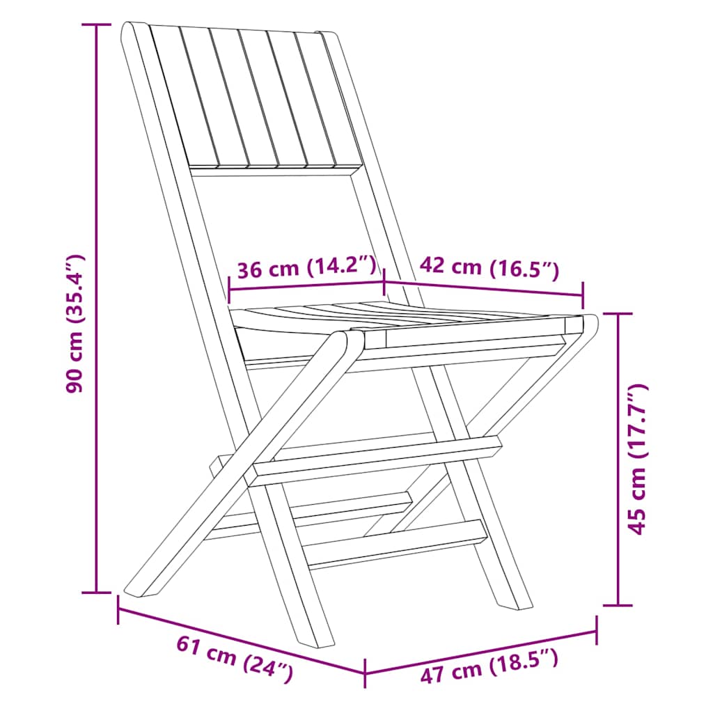 Folding Garden Chairs 4 pcs 47x61x90 cm Solid Wood Teak