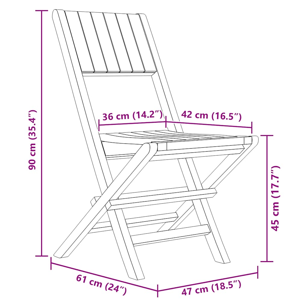 Folding Garden Chair | Set of 8 | Teak | Solid teak wood | Standard