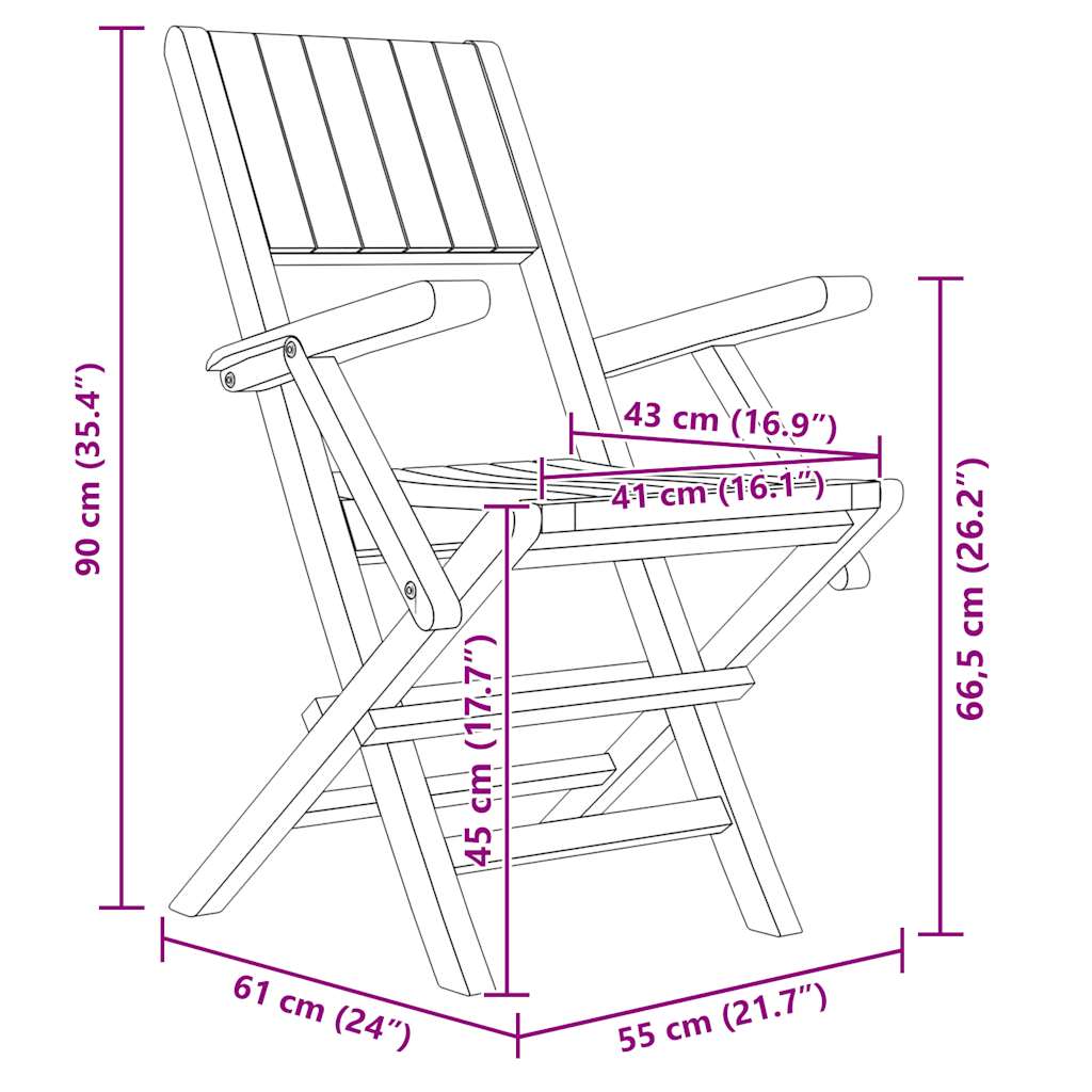 Folding Chairs 6 pcs 55x61x90 cm Solid Wood Teak