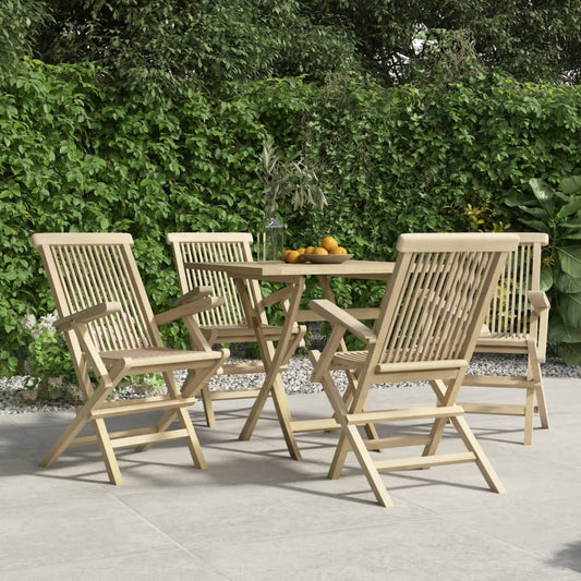 Folding Chairs 4 pcs Grey 56x61x89 cm Solid Wood Teak