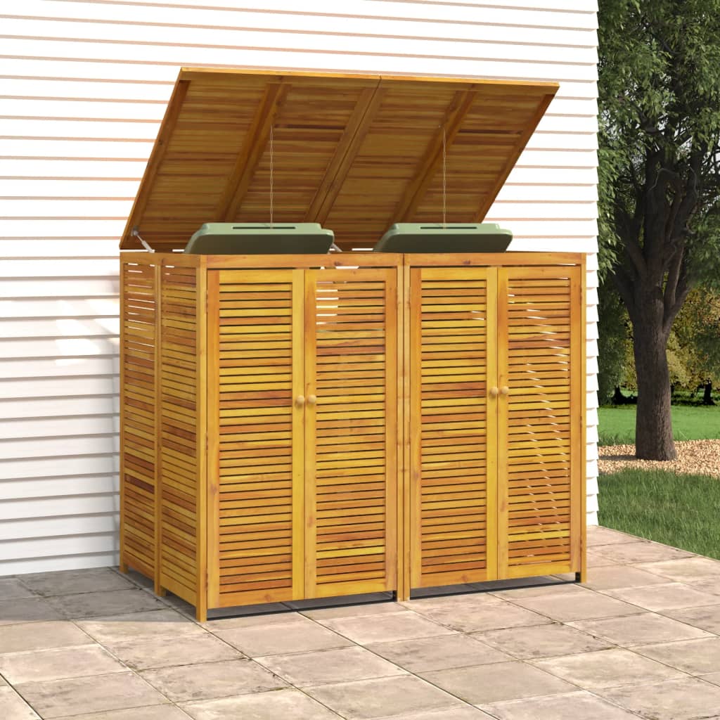 vidaXL Double Garbage Bin Shed 140x89x117 cm Solid Wood Acacia