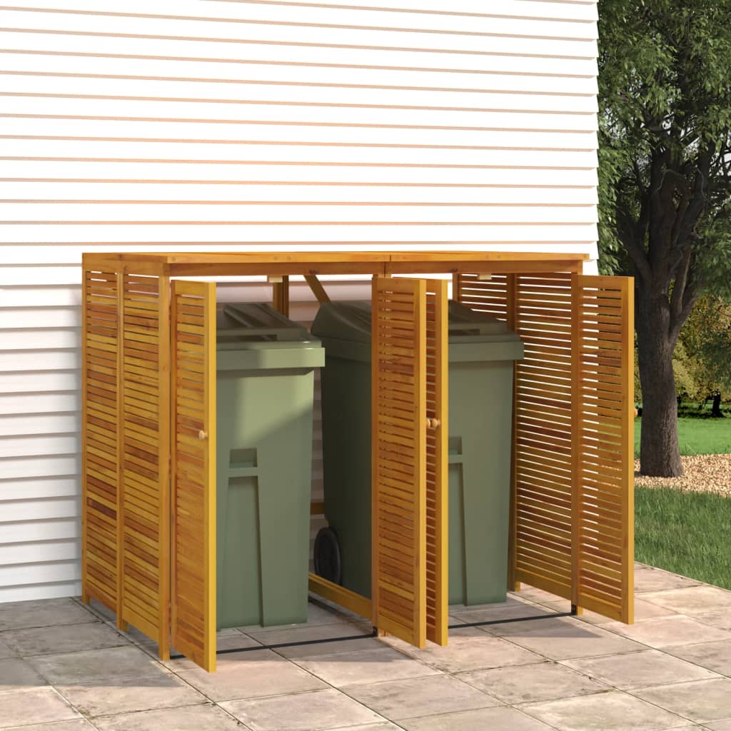 vidaXL Double Garbage Bin Shed 140x89x117 cm Solid Wood Acacia