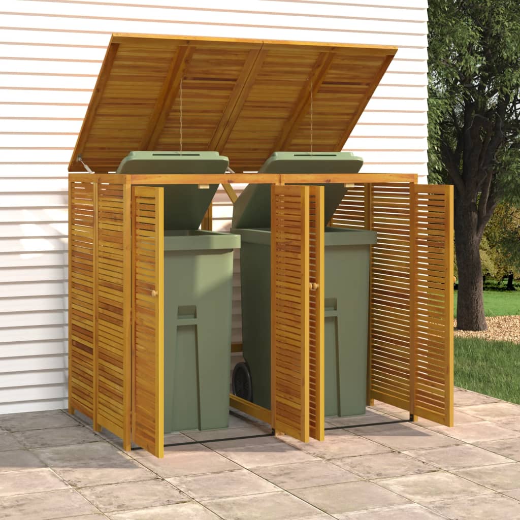 vidaXL Double Garbage Bin Shed 140x89x117 cm Solid Wood Acacia