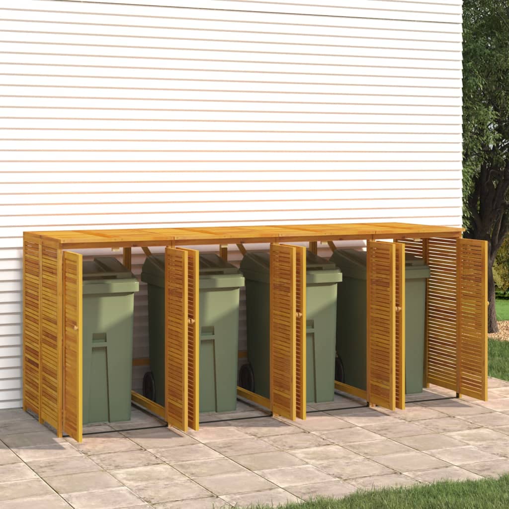 vidaXL Quadruple Garbage Bin Shed 280x89x117 cm Solid Wood Acacia