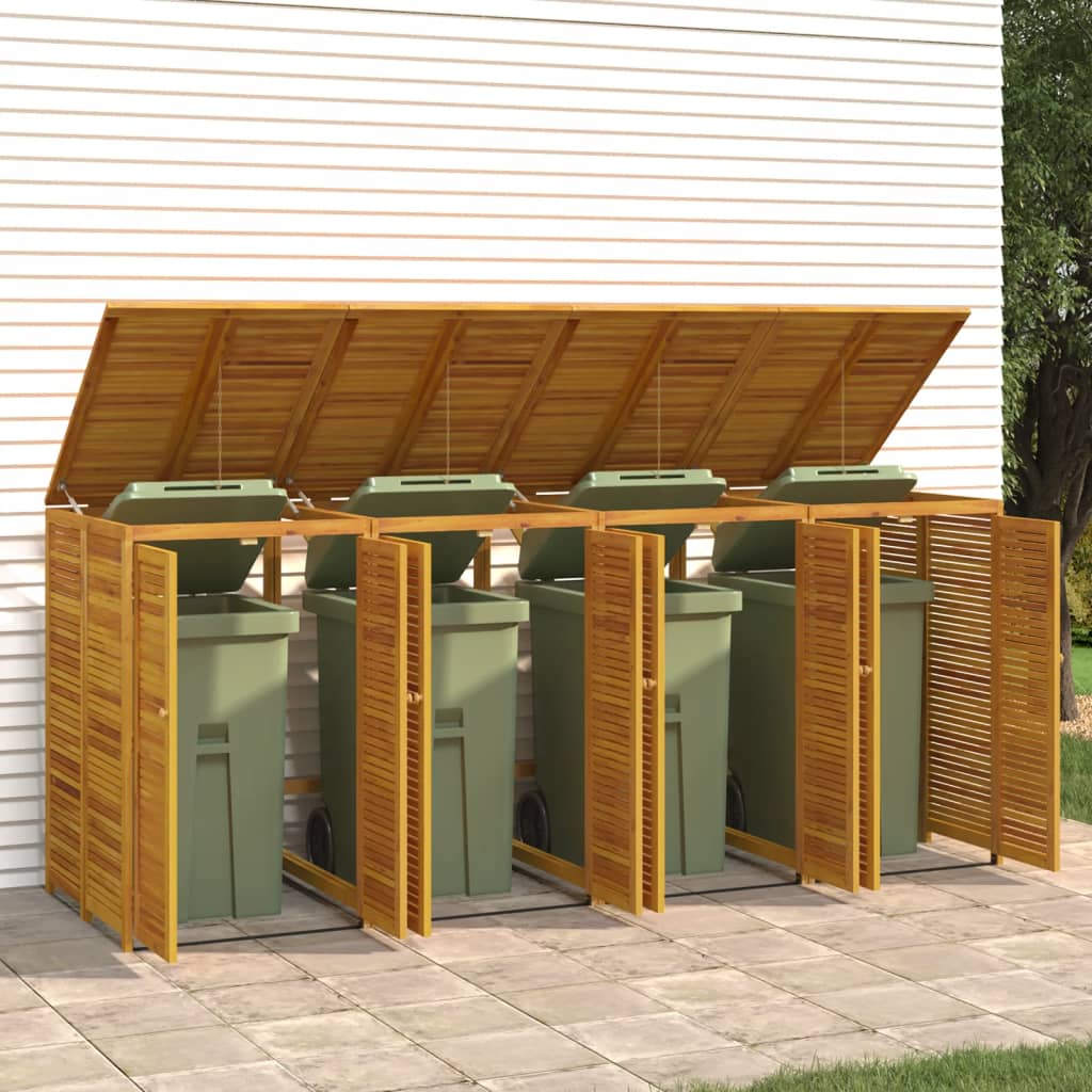 vidaXL Quadruple Garbage Bin Shed 280x89x117 cm Solid Wood Acacia