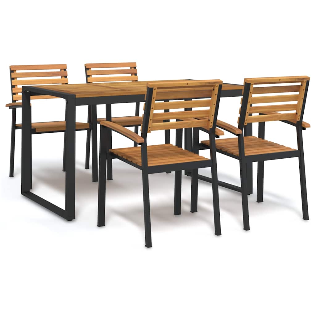 Garden Dining Set | Natural Wood and Black