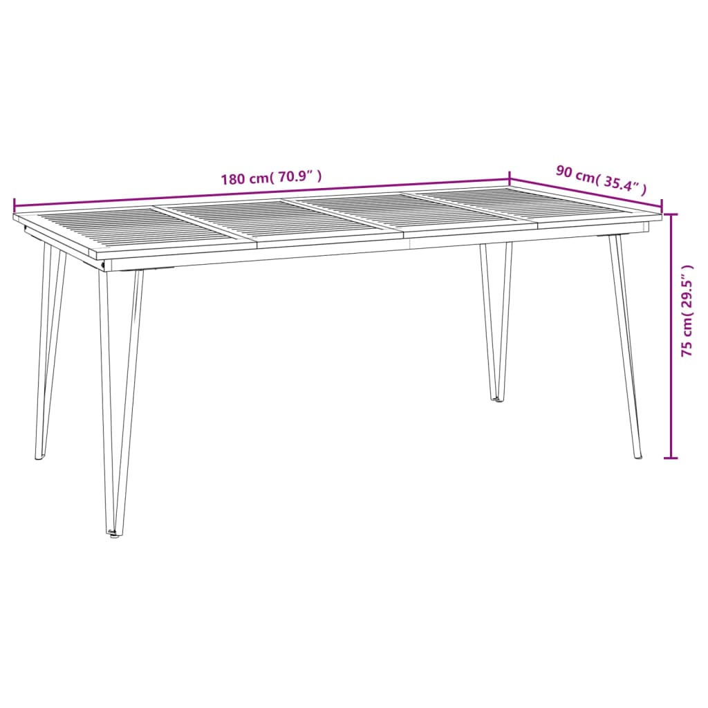 5 Piece Garden Dining Set Solid Wood Acacia and Metal