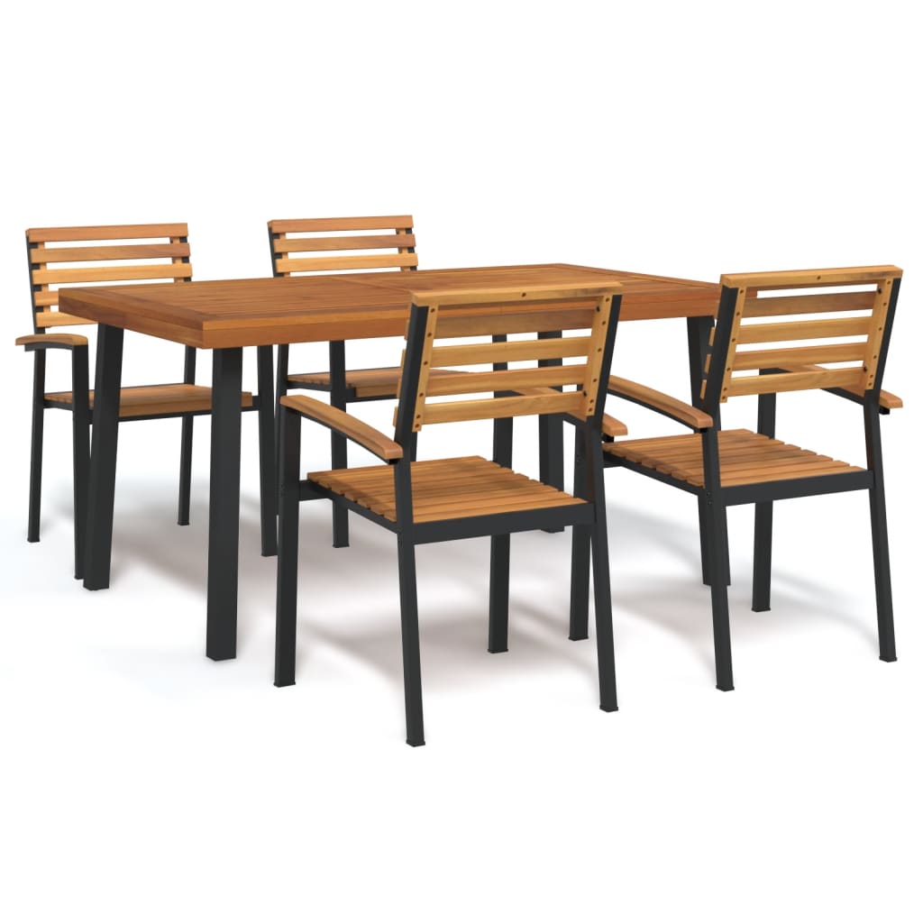 vidaXL 5 Piece Garden Dining Set Solid Wood Acacia and Metal