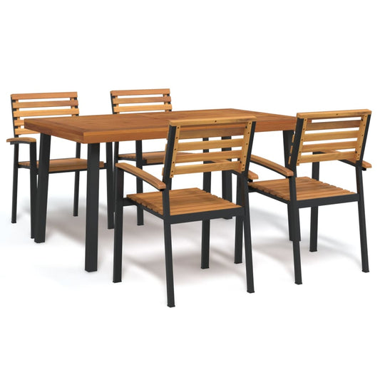 vidaXL 5 Piece Garden Dining Set Solid Wood Acacia and Metal