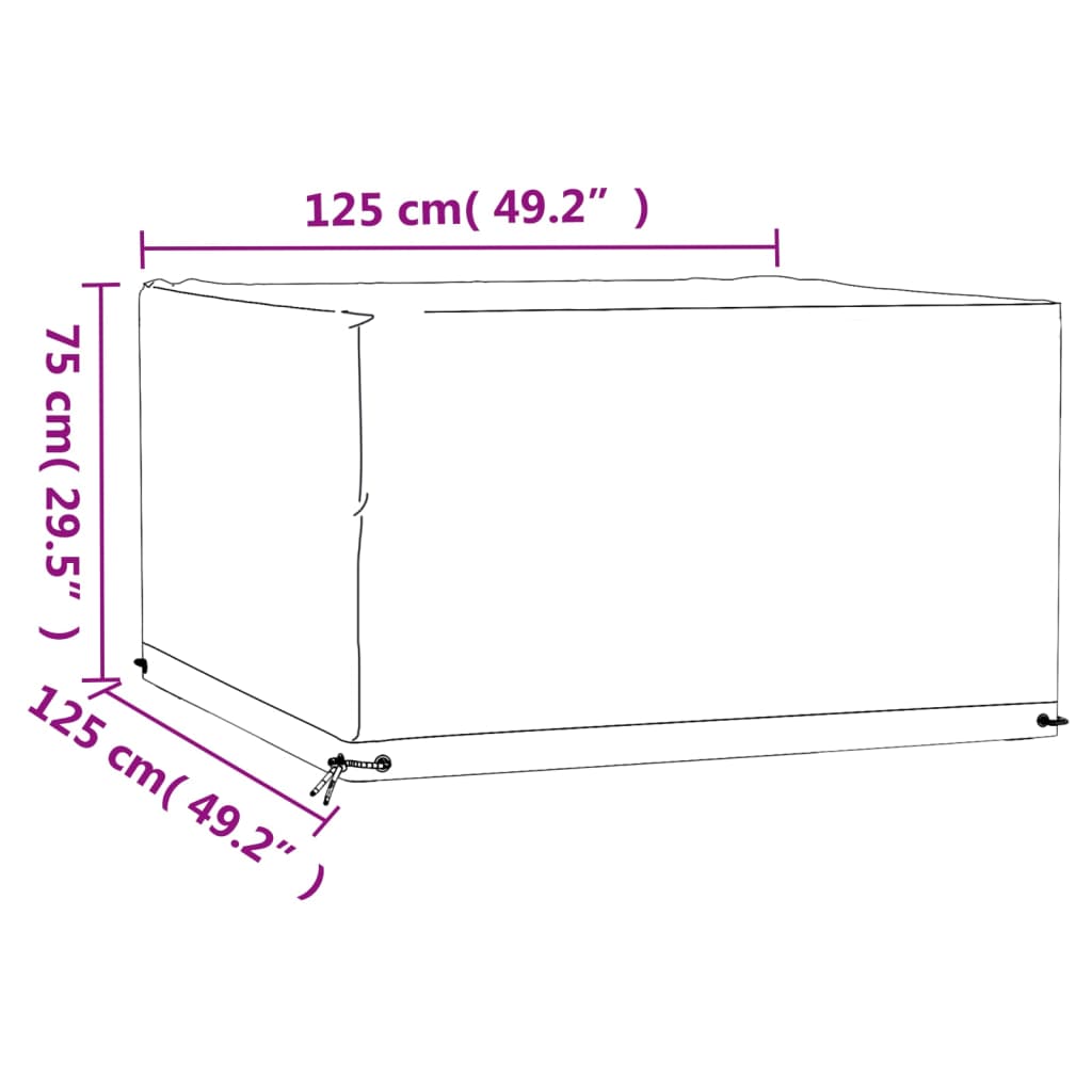 Garden Furniture Covers 2 pcs 8 Eyelets 125x125x75 cm Square