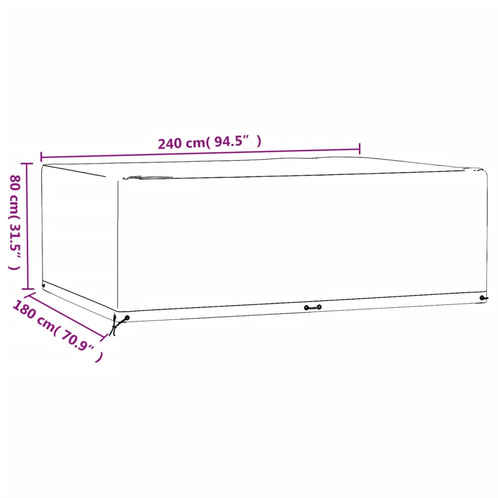 vidaXL Garden Furniture Covers 2 pcs 12 Eyelets 240x180x80 cm Rectangular