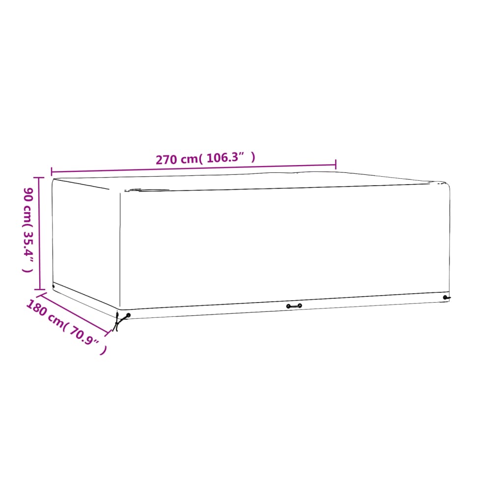 vidaXL Garden Furniture Covers 2 pcs 12 Eyelets 270x180x90 cm Rectangular