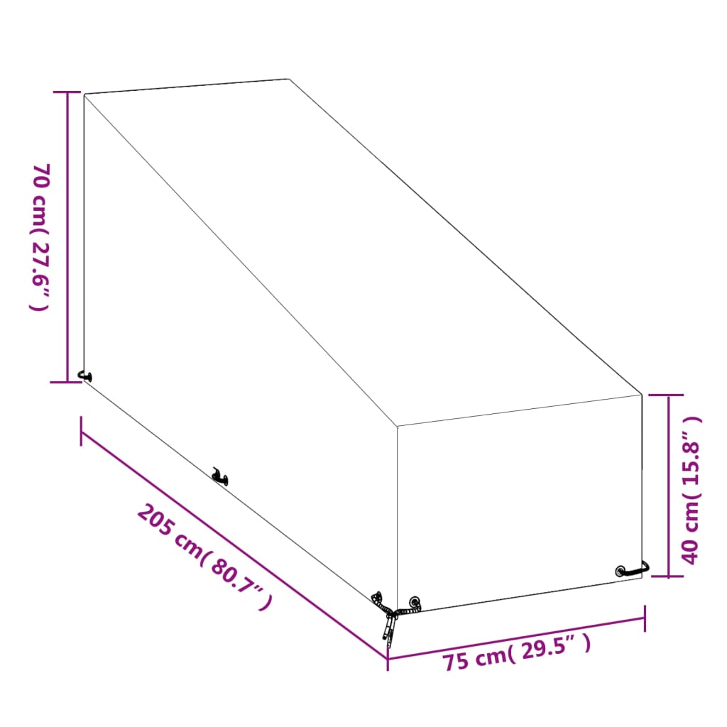 vidaXL Sunlounger Covers 2 pcs 12 Eyelets 205x75x40/70 cm Polyethylene