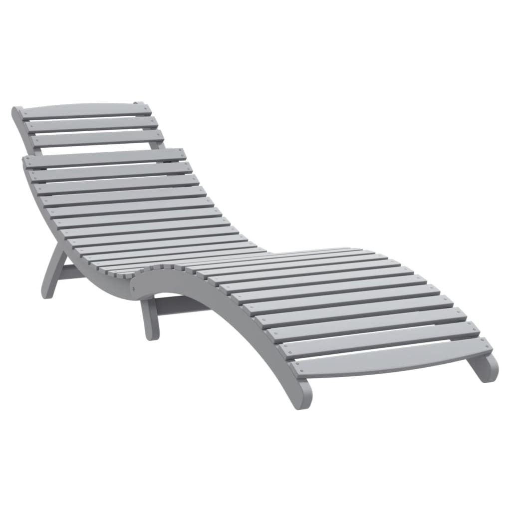 Sun Lounger |  Set of 2 | Grey | Solid acacia wood