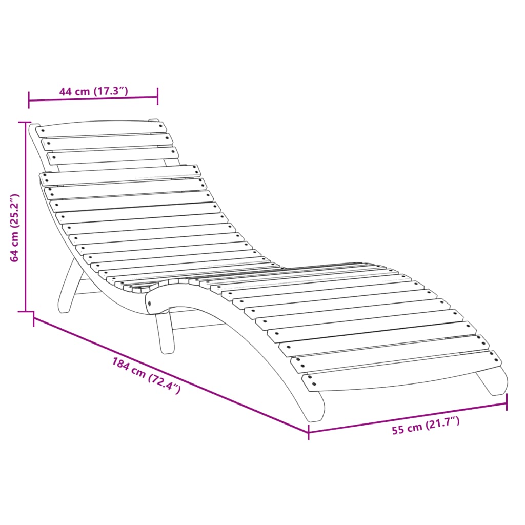 Sun Lounger |  Set of 2 | Grey | Solid acacia wood