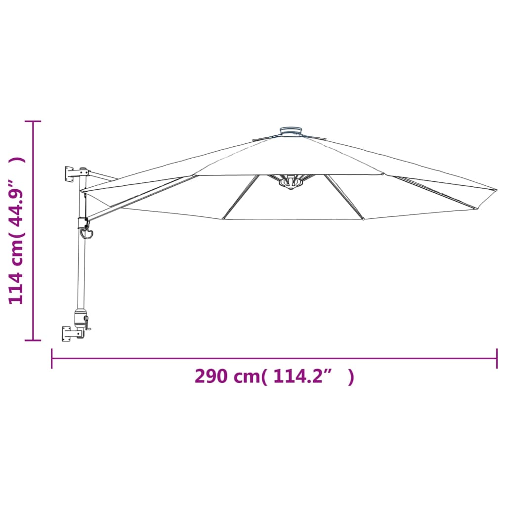 vidaXL Wall-mounted Parasol Sea Blue 290 cm